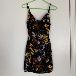 Floral Felt Spaghetti Strap Cocktail Dress